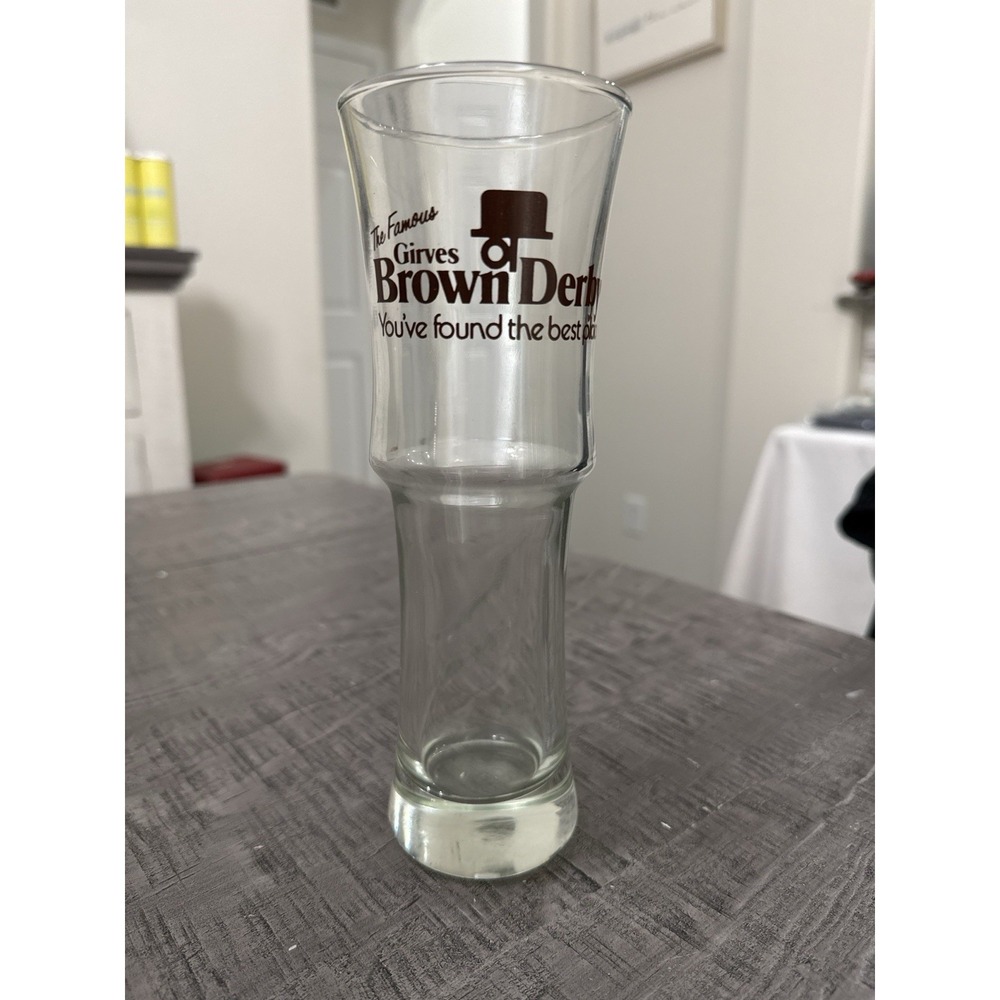 Vintage Girves Brown Derby Pilsner Glass Retro Barware 8.5 Inch Tall Beer Glass